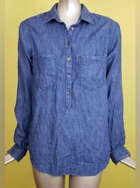 Women's Blue Denim Pullover Shirt
